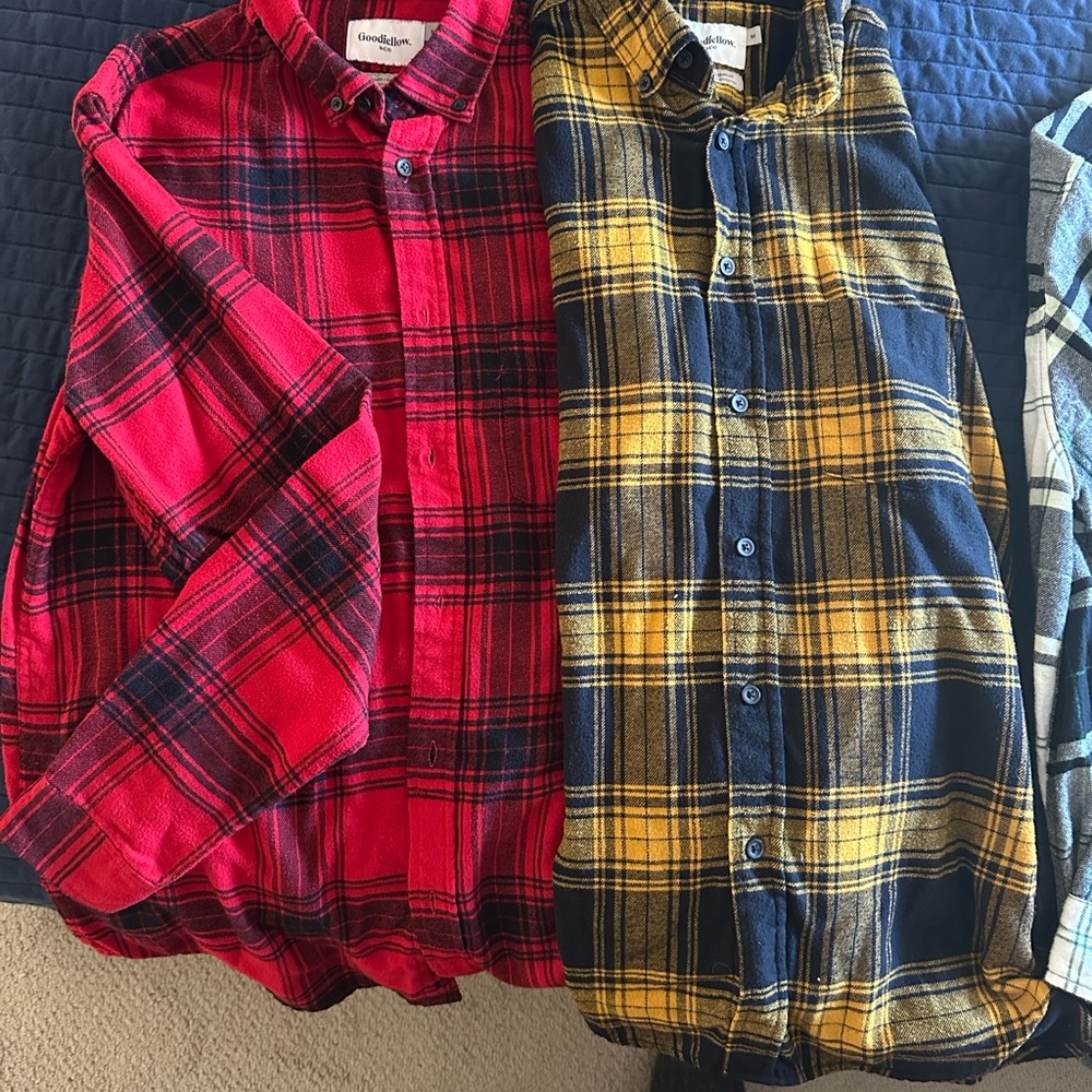 Goodfellow & Co Red and Yellow Plaid Shirts
